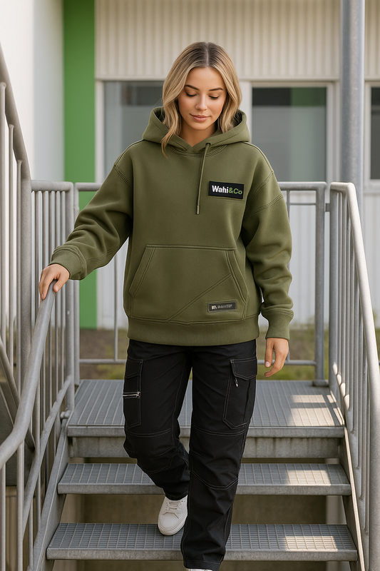 Wahl & Co Hoodie in Khaki mit Logo-Stick