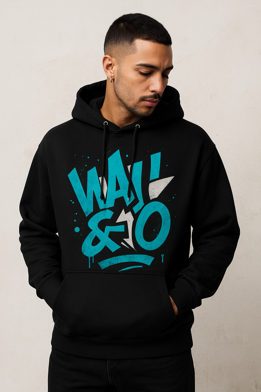 Wahl & Co Hoodie in Schwarz mit Graffiti-Design